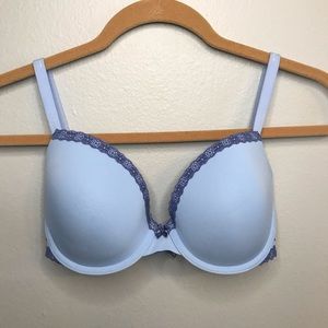 ||AERIE LIGHT BLUE LACE LINED BRA||